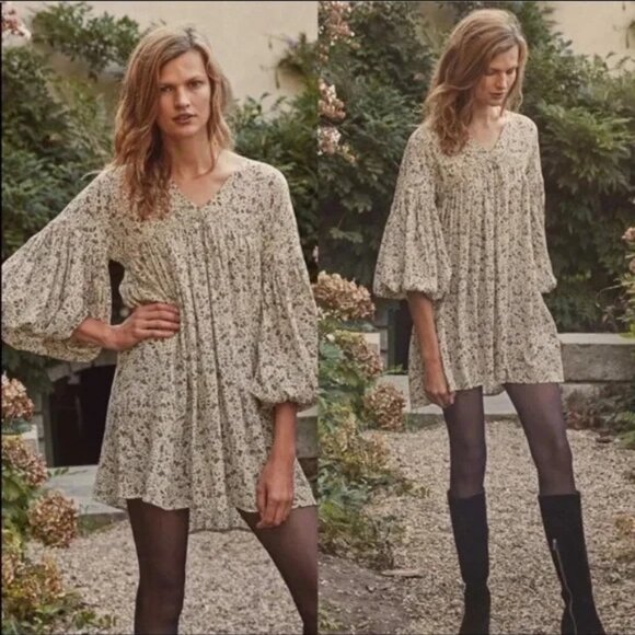 Doen Pietra Dress Cream Saint Claude Paisley Floral Printed Silk S - Picture 3 of 8